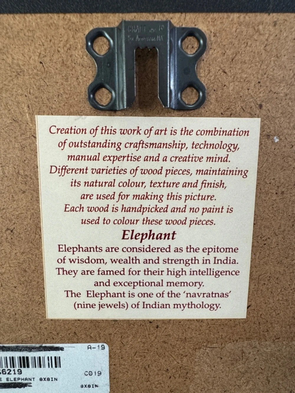 Elephant Nature Decor Art Handmade Wood Carving Indian Folk Marquetry Handicraft